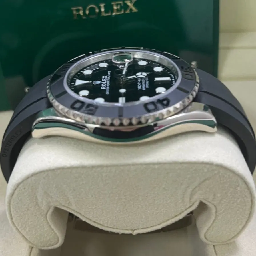 Rolex White Gold Yacht-Master 42 Watch - Black Dial - Oysterflex Strap Black Never worn - Inside View