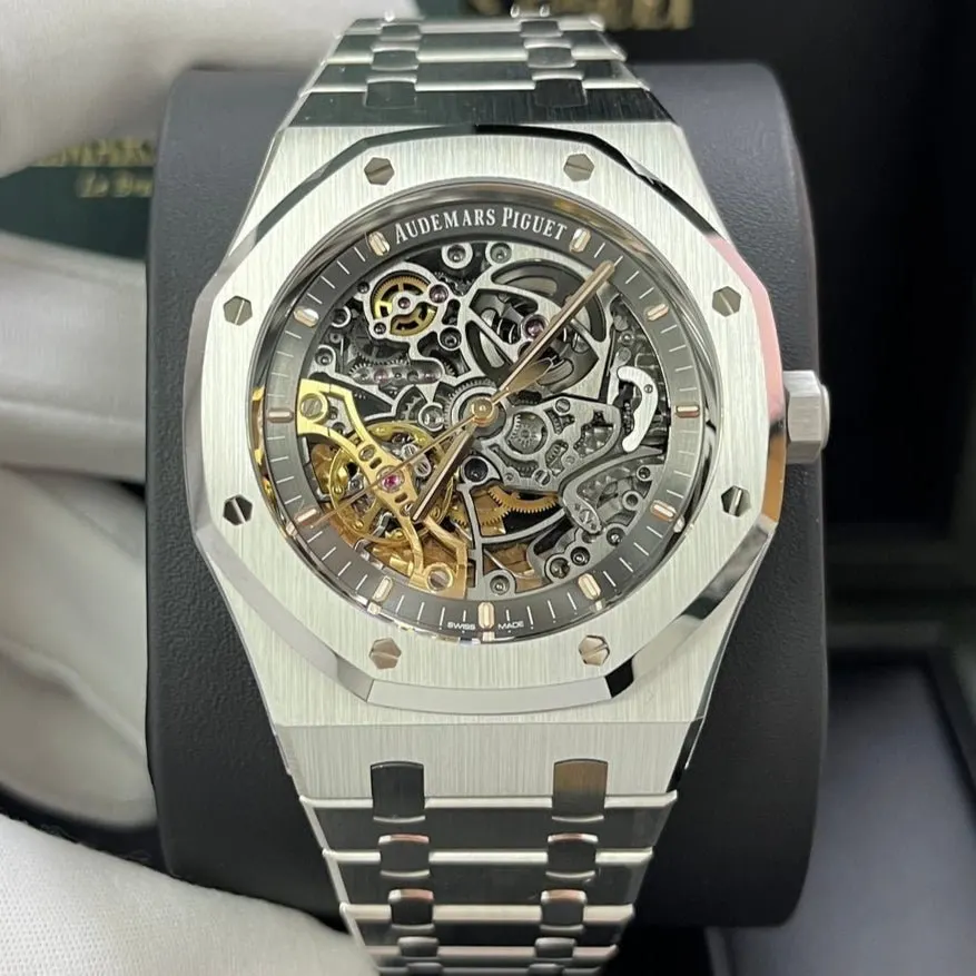Audemars Piguet Royal Oak Double Balance Wheel Openwork 41mm Beige Never worn - Box View