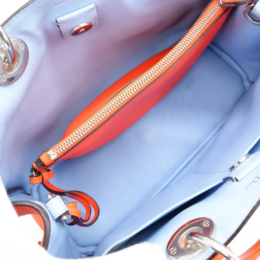 Dior Diorissimo Shopper Tote Large Orange Leather Inner Blue Orange Leather Fair - Model View