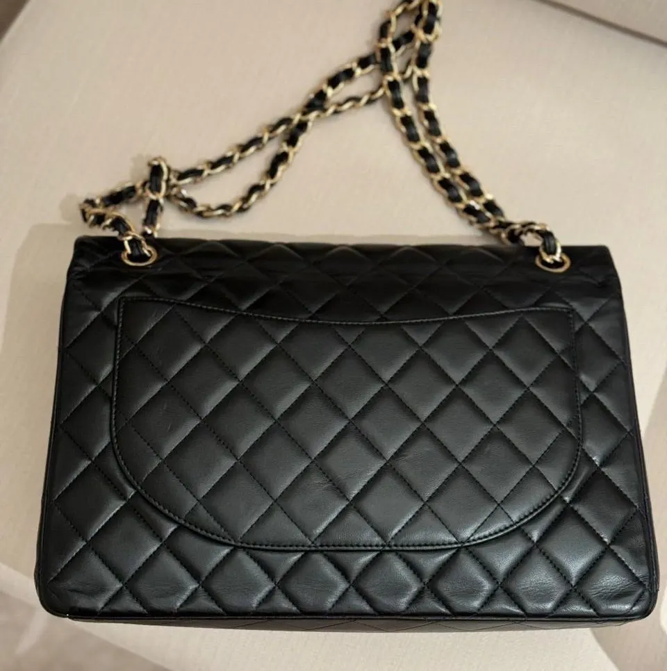Chanel Classic Black Leather Fair - Back View