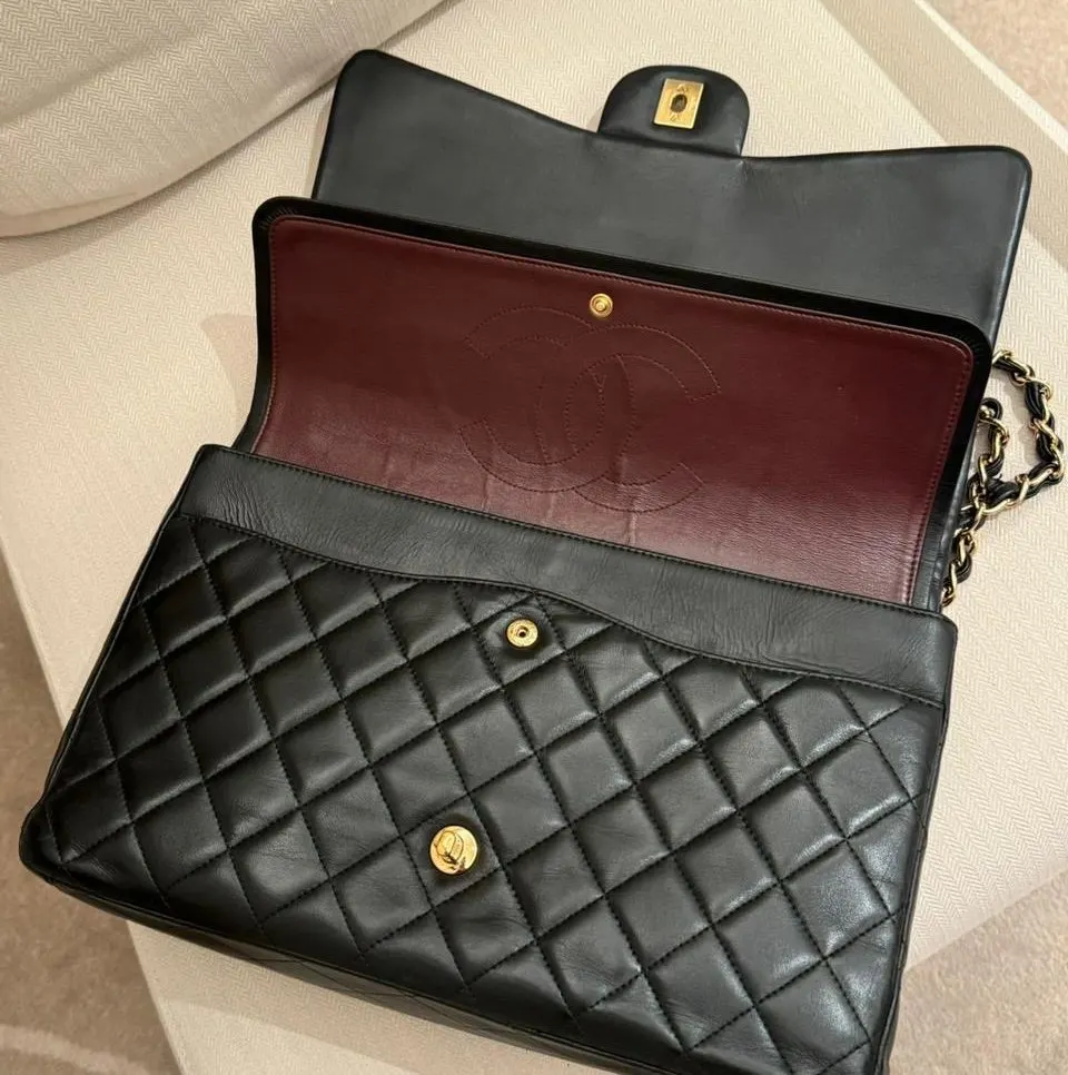 Chanel Classic Black Leather Fair - Model View