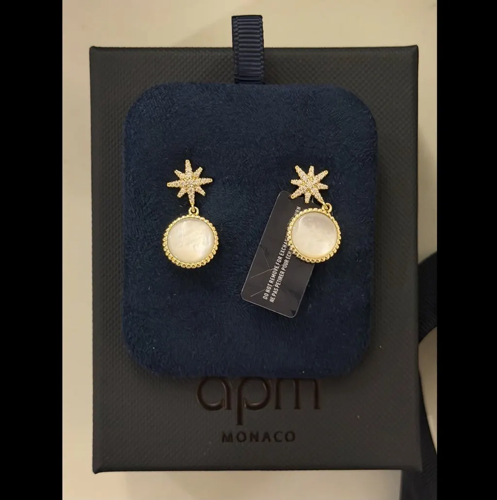 APM Monaco MÉDITERRANÉE VALENTINE EARRINGS Gold Stainless steel Never worn - Back View