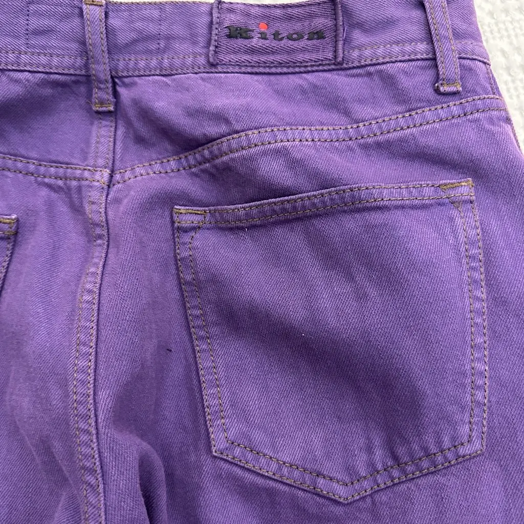 Kiton NAPOLI Purple 100% Cotton Five-Pocket Jeans – Size 34 Purple Cotton Very good - Box View