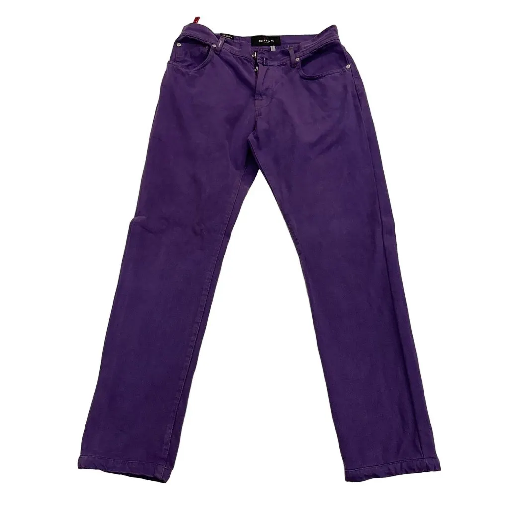Kiton NAPOLI Purple 100% Cotton Five-Pocket Jeans – Size 34