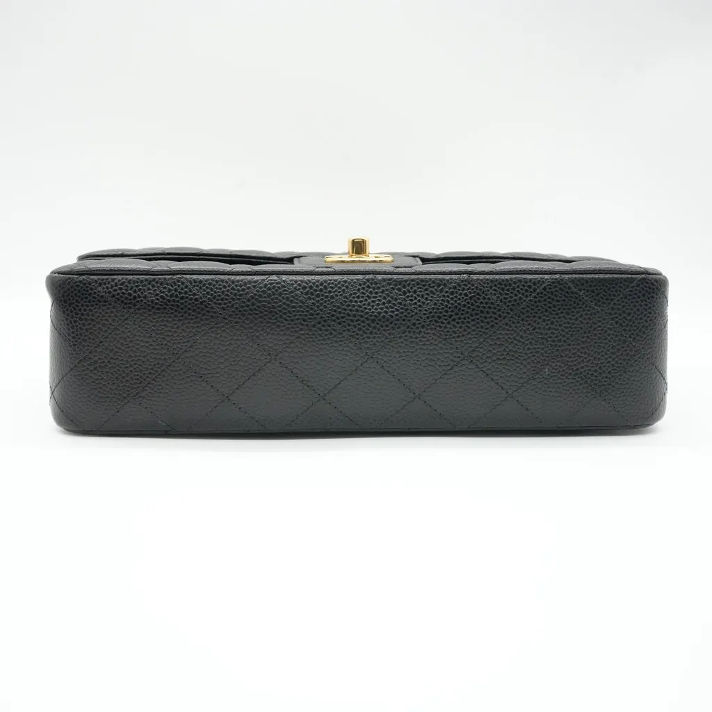 Chanel Classic Double Flap 25 Caviar Black Bag Black Leather Good - Inside View