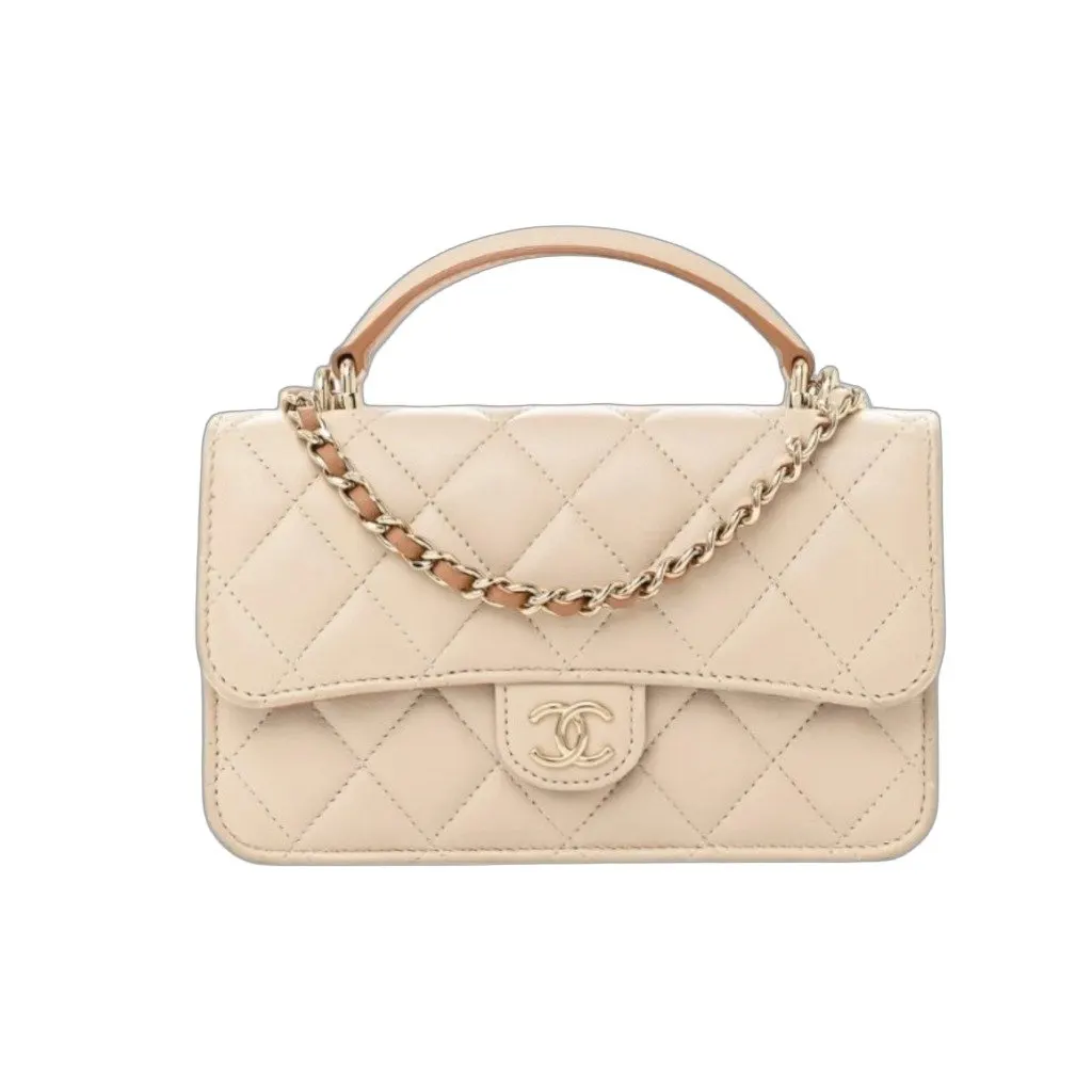Chanel timeless Beige Leather Very good - Front View