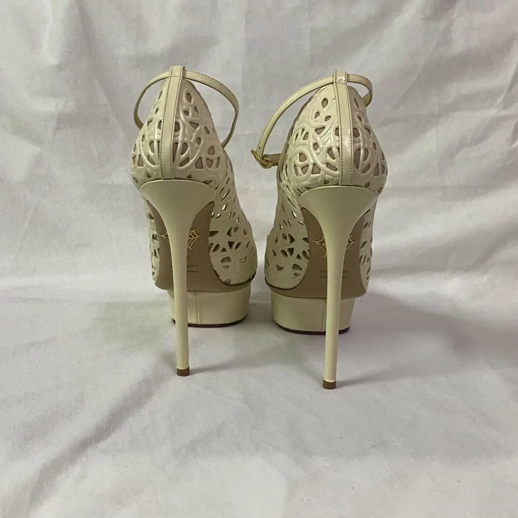 Charlotte Olympia Charlotte Olympia Cream White Cut Out Leather Scribble Dolores Platform PumpsSiz MultiColor Very good - Box View