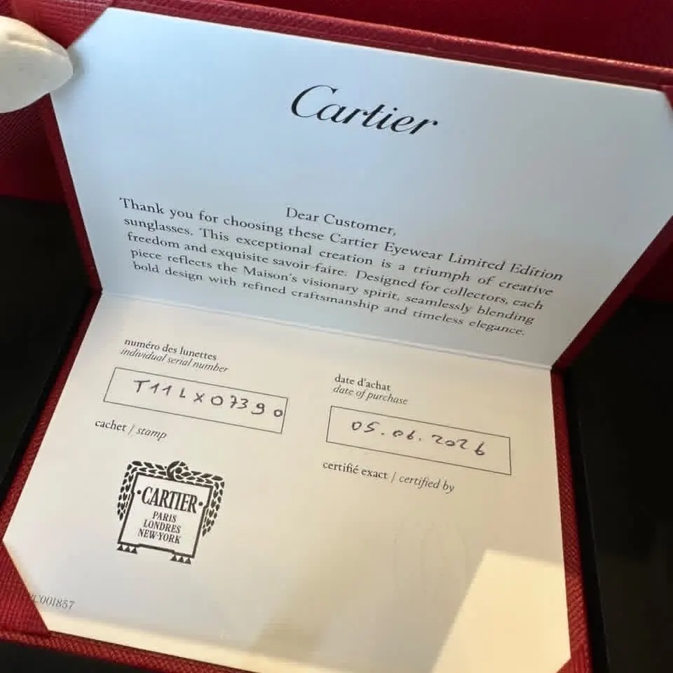 Cartier Baignoire Sunglasses Limited Edition Gold Titanium Never worn - Back View