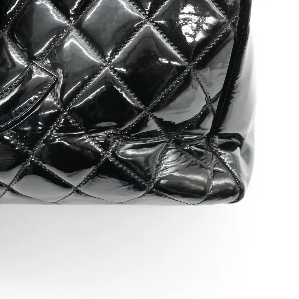 Chanel Grand Shopping Tote Patent Black Leather Good - Box View