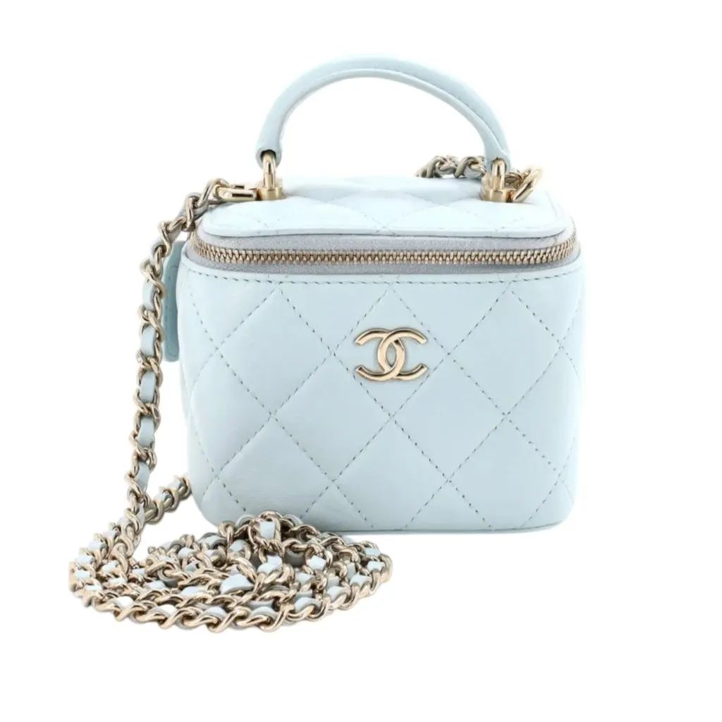 Chanel Vanity Blue Leather Very good - Front View