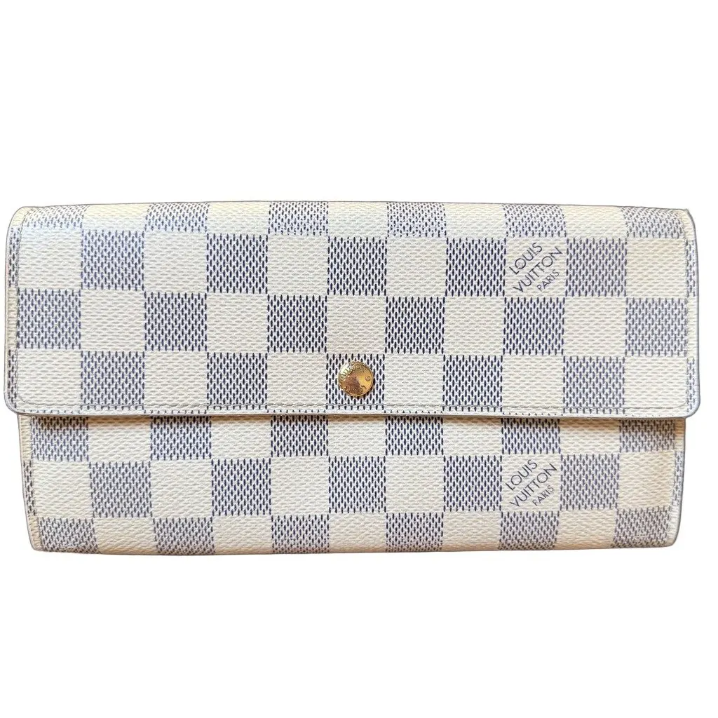 Louis Vuitton Damier Azur Sarah Wallet MultiColor Canvas Good - Front View