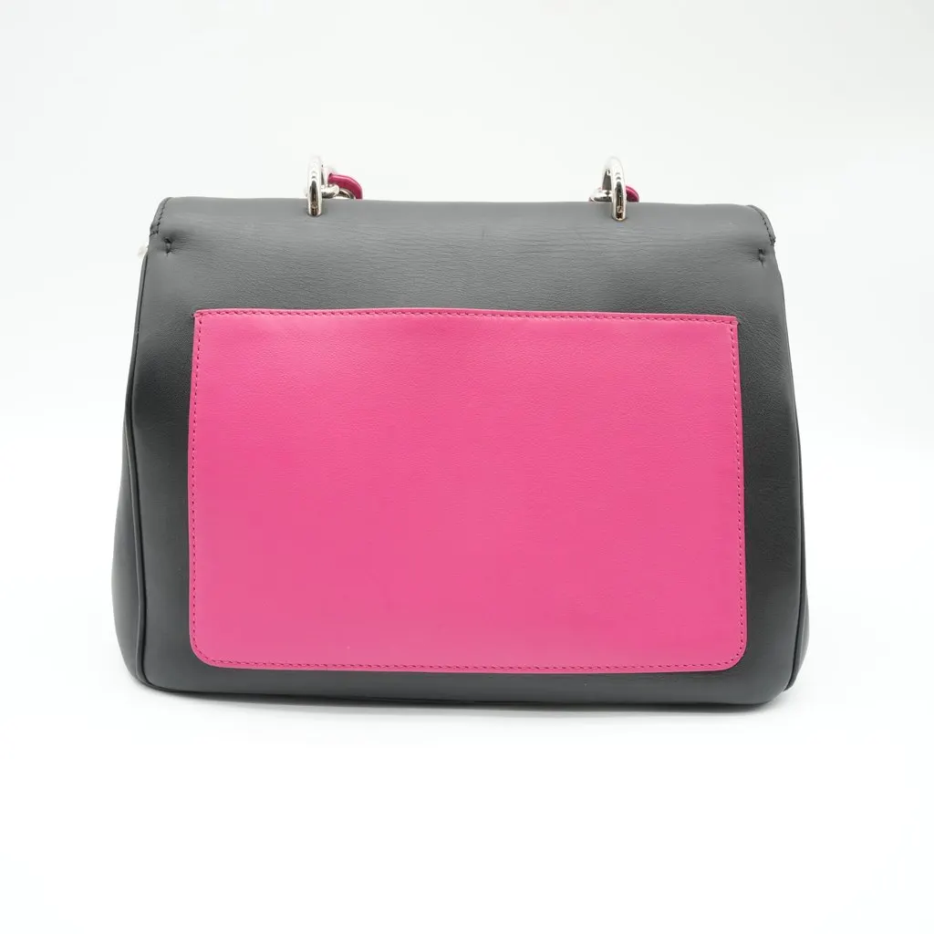 Dior Be Dior Flap Bag Bi Color Black/Pink Black Leather Fair - Back View