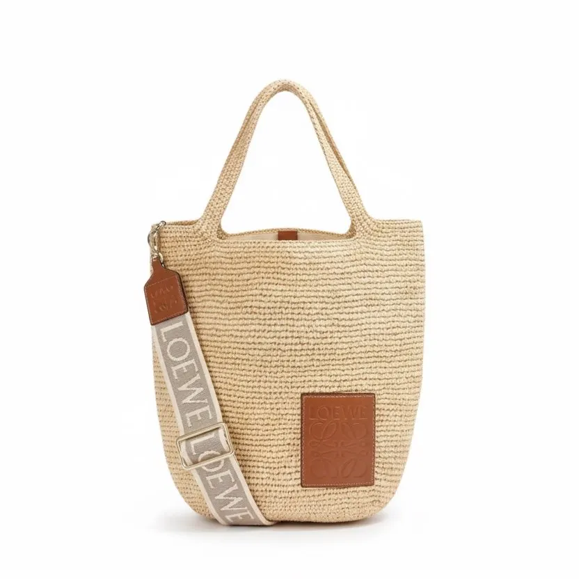 Loewe Loewe Cabas Slit Beige Rattan Never worn, with tag - Front View