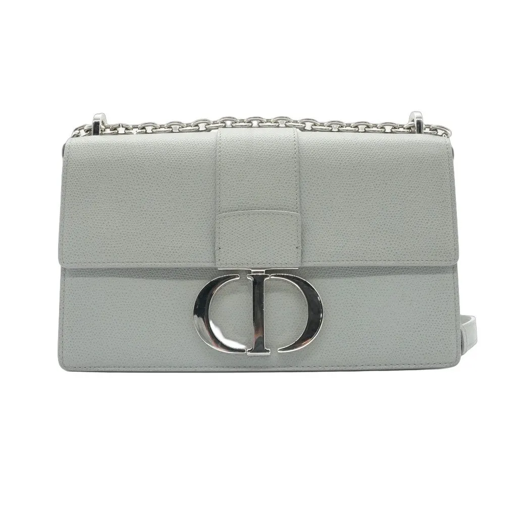 Dior 30 Montaigne Grey Bag Grey Leather Fair - Front View