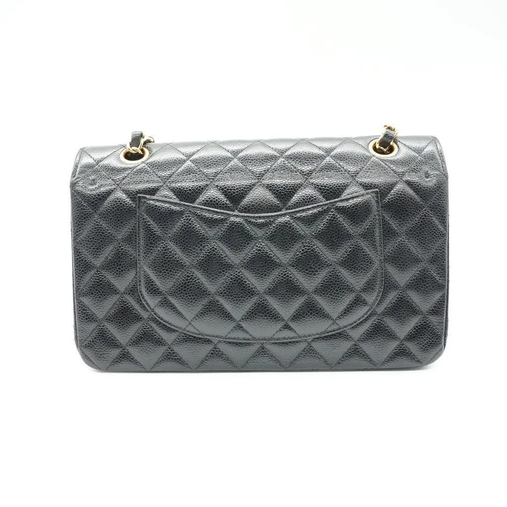 Chanel Double Flap Bag 25 Black Leather Very good - Back View