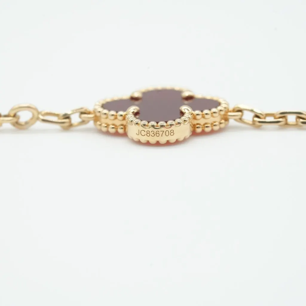 Van Cleef & Arpels Vintage Alhambra Bracelet, 5 Motifs, 18K Yellow Gold, Carnelian 11g Red Gold Good - Model View