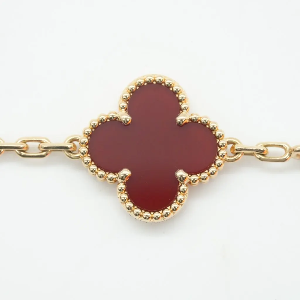 Van Cleef & Arpels Vintage Alhambra Bracelet, 5 Motifs, 18K Yellow Gold, Carnelian 11g Red Gold Good - Box View