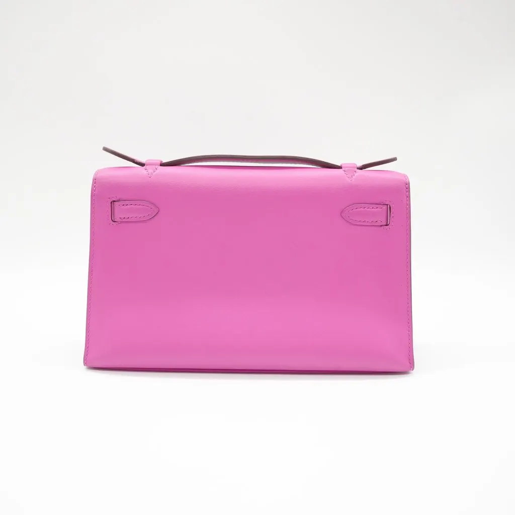 Hermès Kelly Pochette Magnolia Swift Leather Palladium HW Stamp U(2022) Purple Leather Good - Back View