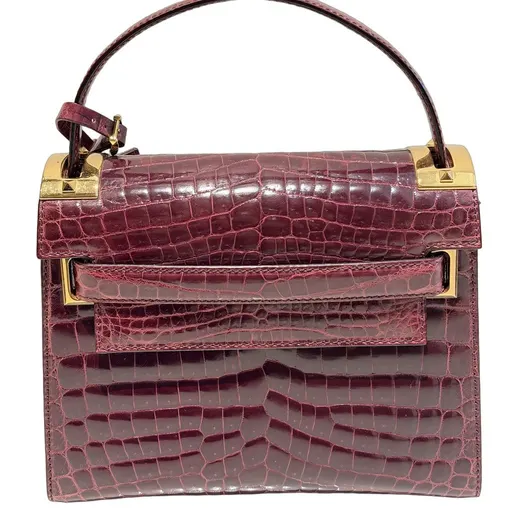 Valentino Burgundy Crocodile Leather Handbag