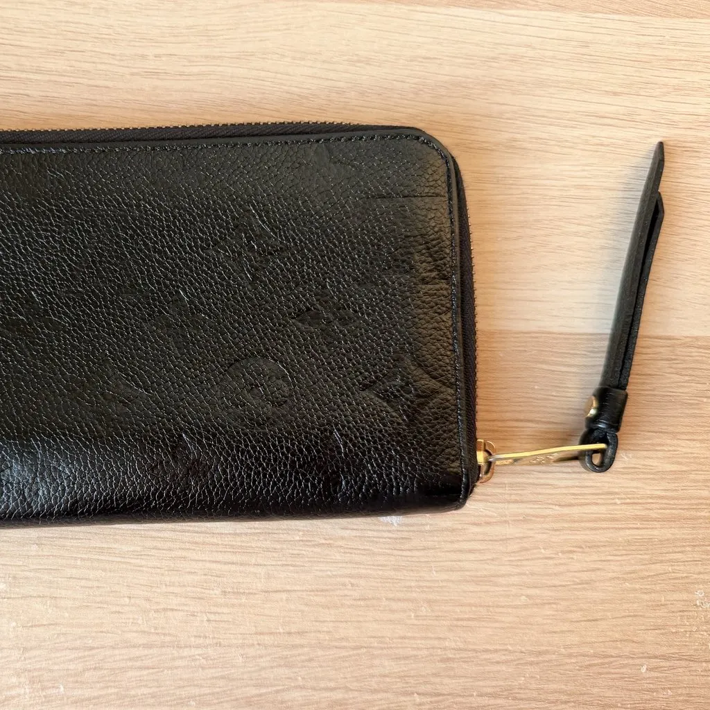 Louis Vuitton Monogram Empreinte Zippy Wallet Black Good - Back View