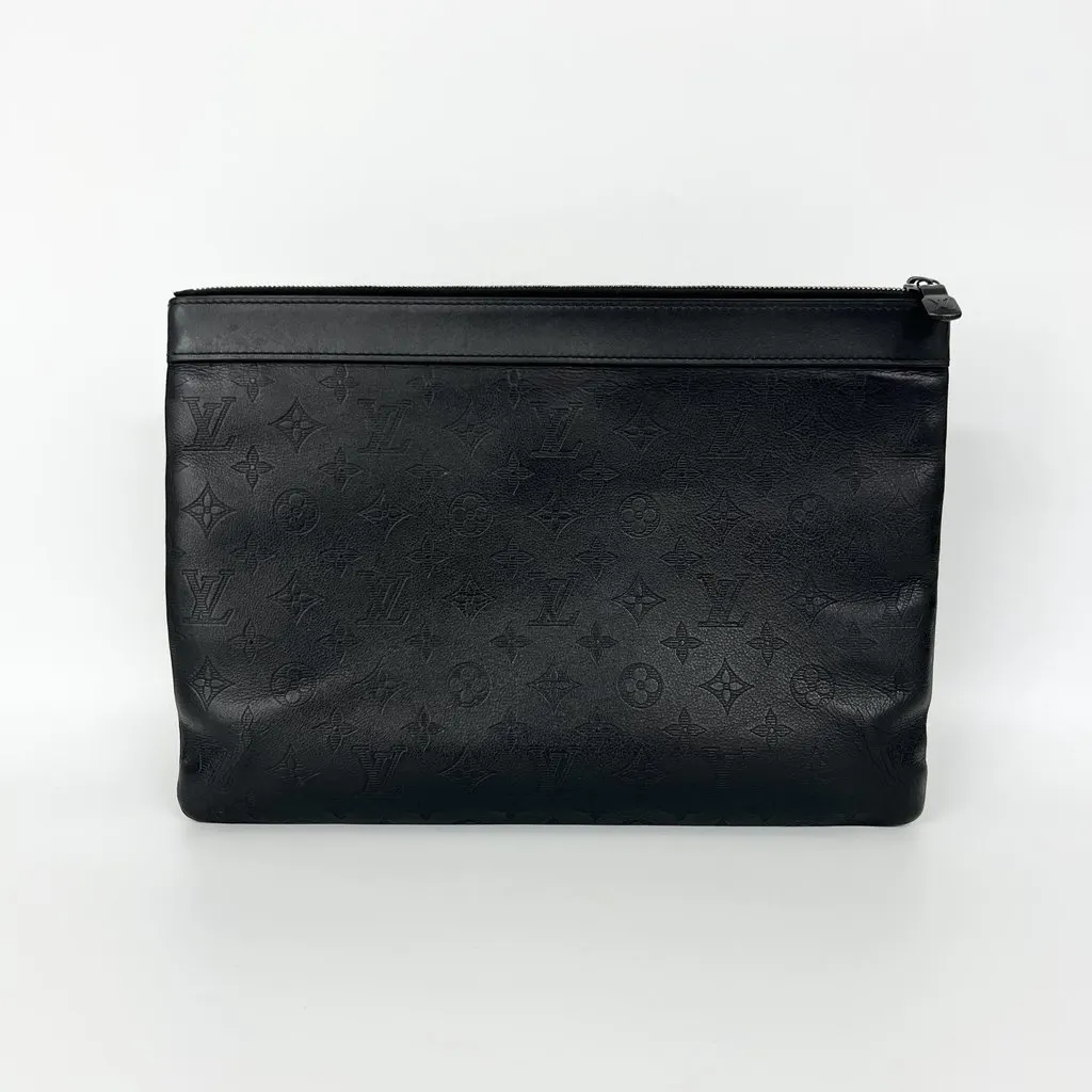 Louis Vuitton Monogram Shadow Leather Pochette Jour GM Black Leather Good - Back View