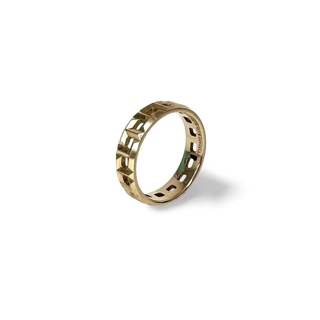 Tiffany & Co Tiffany T True Narrow Ring 18K Yellow Gold Men's Size 16 Gold Gold Very good - Front View