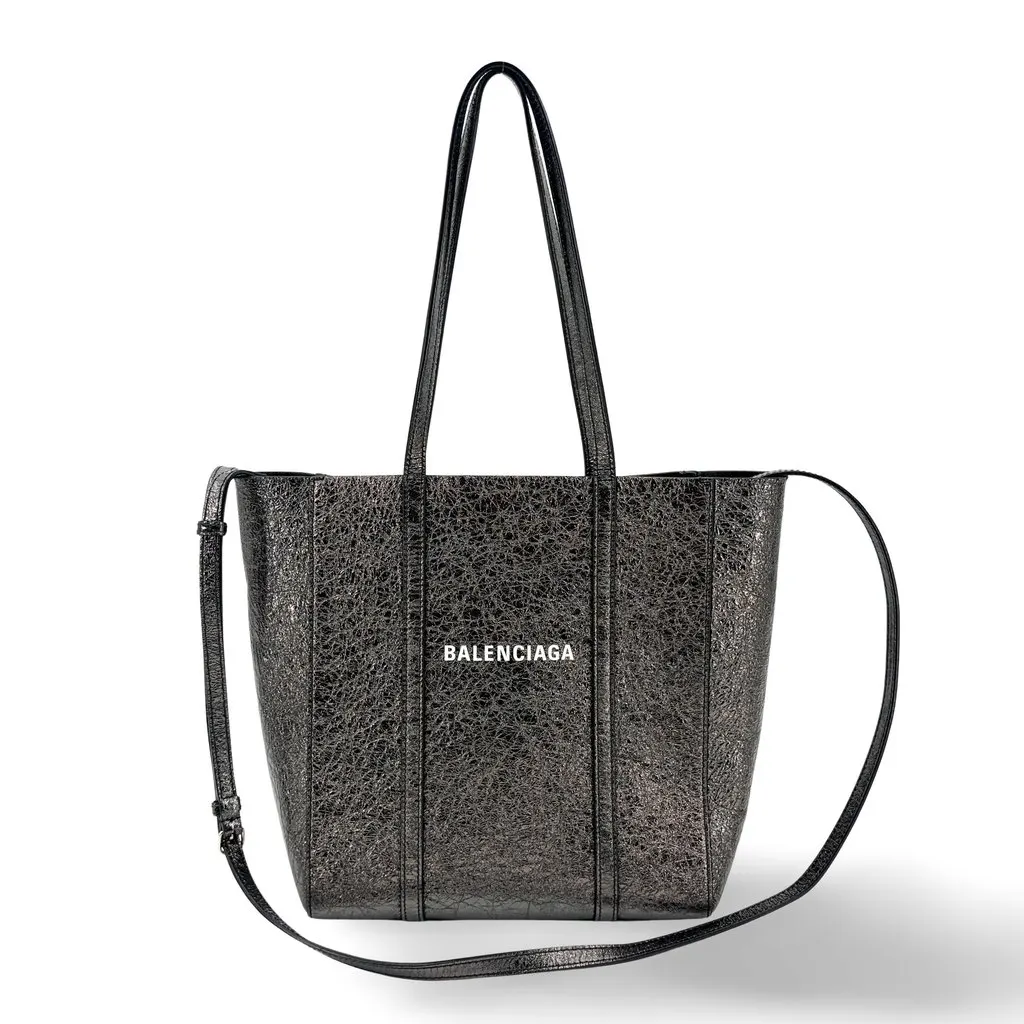 Balenciaga XS Everyday Tote Bag Metallic Dark Silver Silver Leather Very good - Front View
