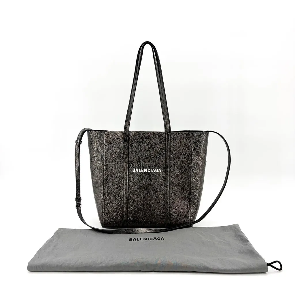 Balenciaga XS Everyday Tote Bag Metallic Dark Silver Silver Leather Very good - Back View