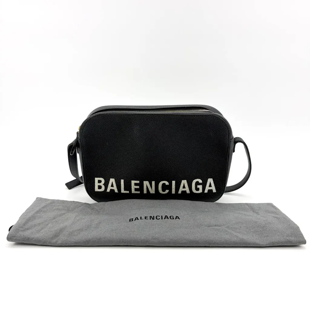 Balenciaga Bill Camera Shoulder Bag Small Black Black Leather Good - Back View