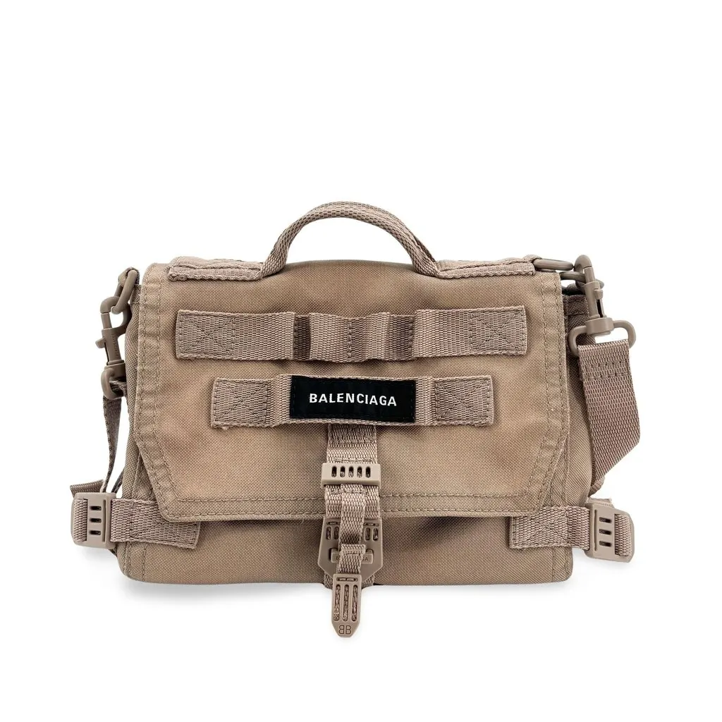 Balenciaga Army Messenger Bag Small Beige Beige Polyamide Good - Front View