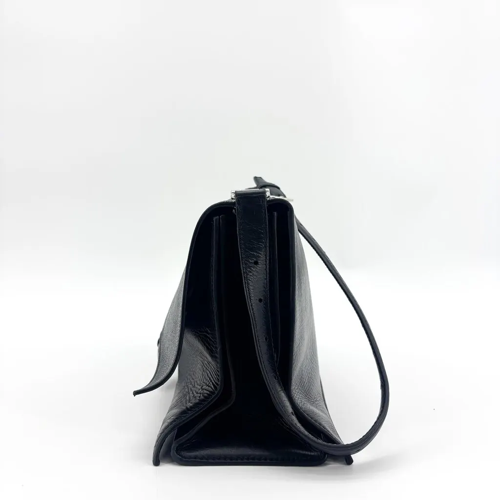 Balenciaga Medium Downtown Shoulder Bag Black Black Leather Good - Inside View