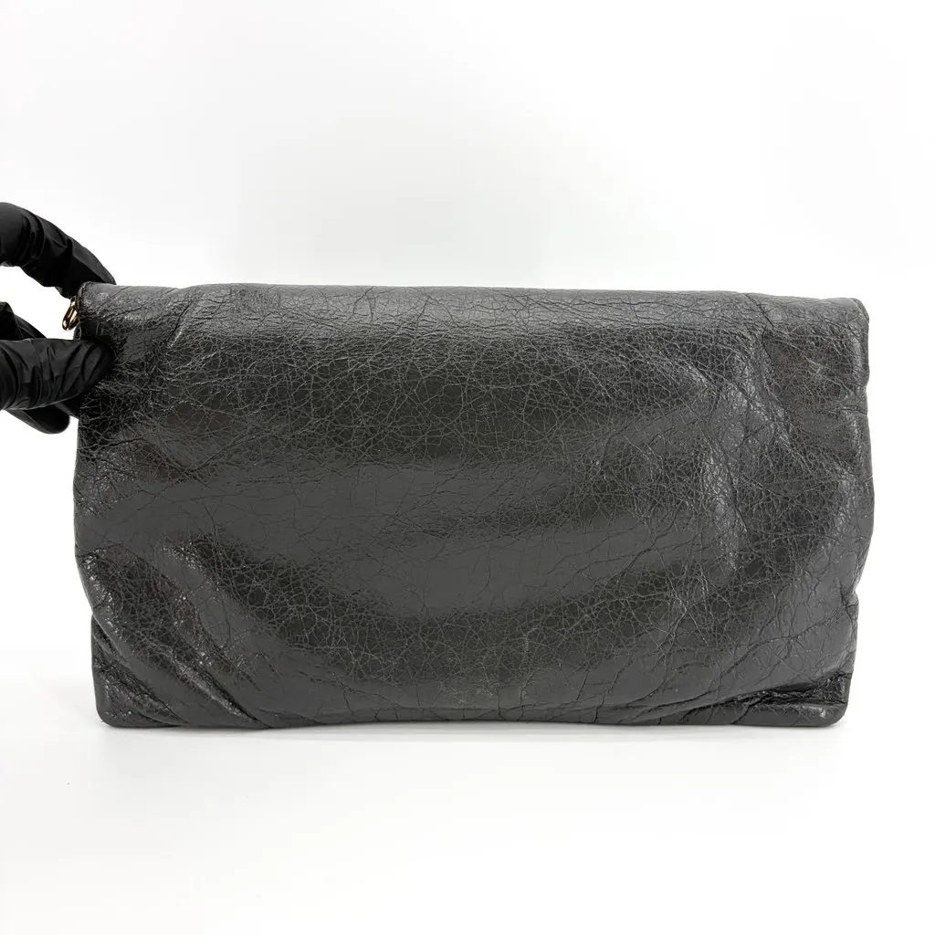 Balenciaga Giant 12 Gold Envelope Clutch Black Black Leather Fair - Inside View