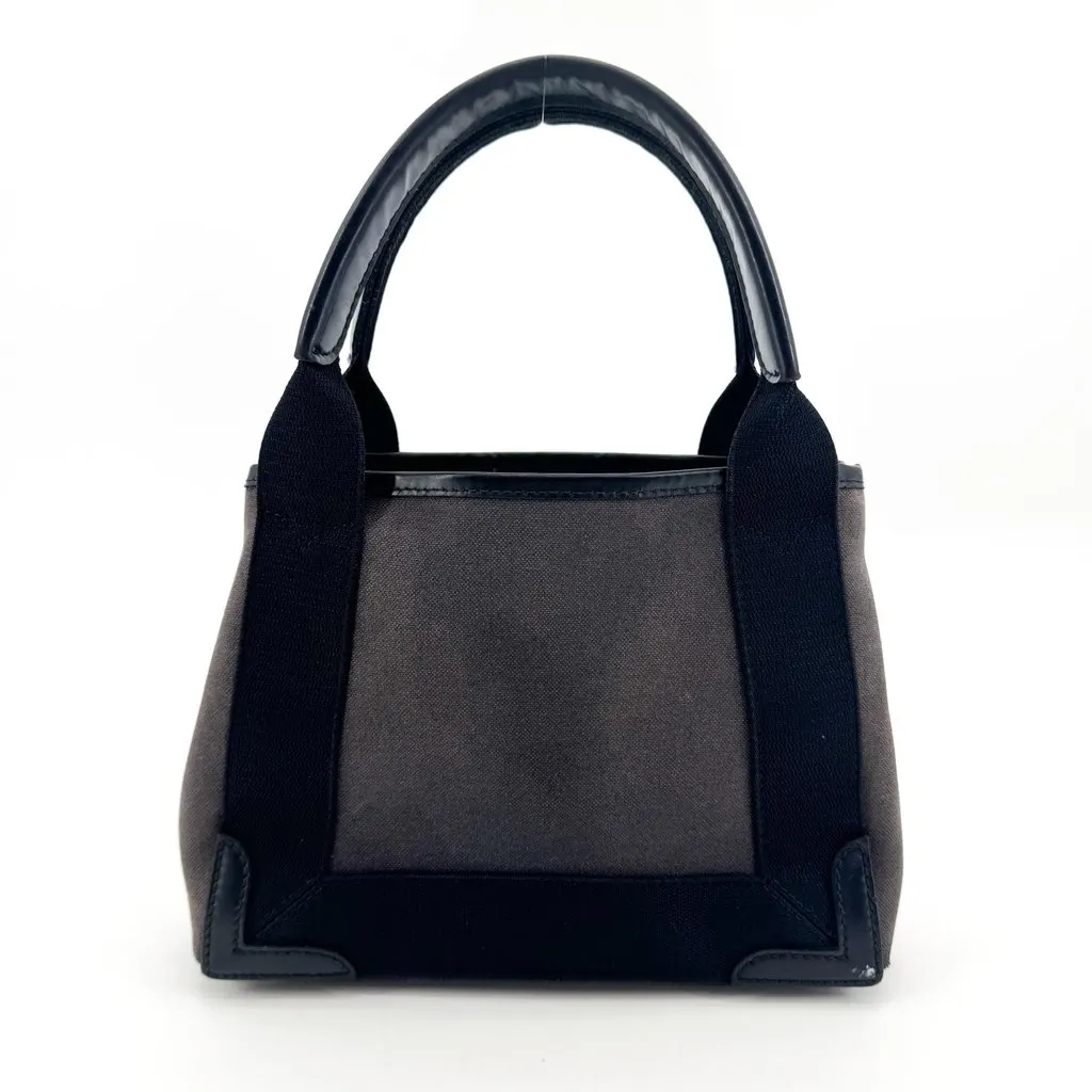 Balenciaga Navy Cabas XS Canvas Tote Bag Black Gray Black Canvas Fair - Back View