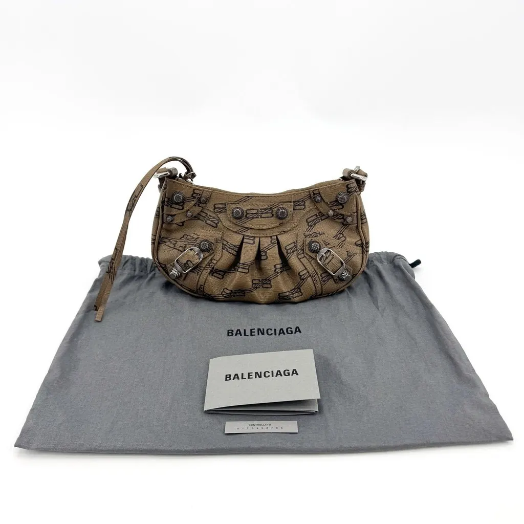 Balenciaga Le Cagole Mini BB Monogram Shoulder Bag Brown Beige Canvas Very good - Back View