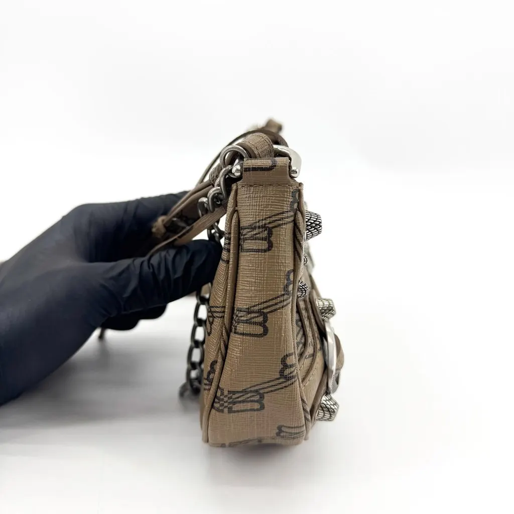 Balenciaga Le Cagole Mini BB Monogram Shoulder Bag Brown Beige Canvas Very good - Model View