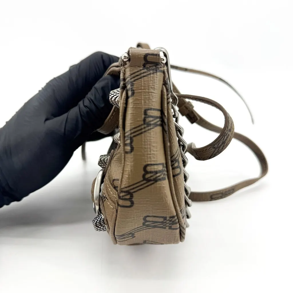 Balenciaga Le Cagole Mini BB Monogram Shoulder Bag Brown Beige Canvas Very good - Box View