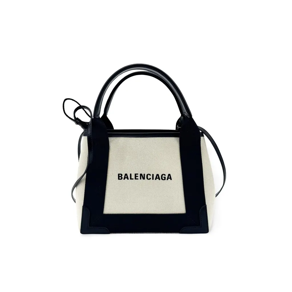 Balenciaga Navy Cabas XS Canvas Tote Bag Black Natural Black Canvas Very good - Front View