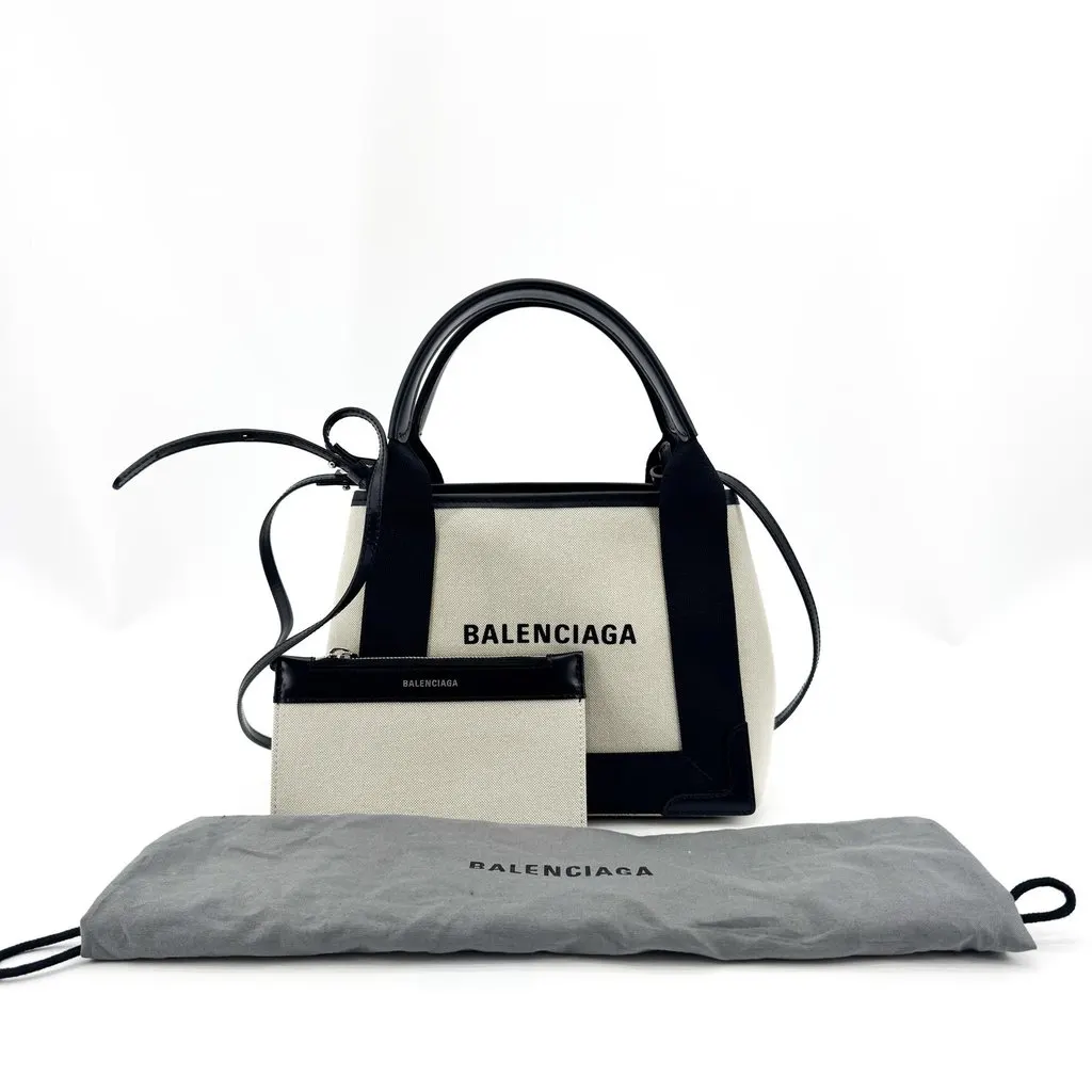 Balenciaga Navy Cabas XS Canvas Tote Bag Black Natural Black Canvas Very good - Back View