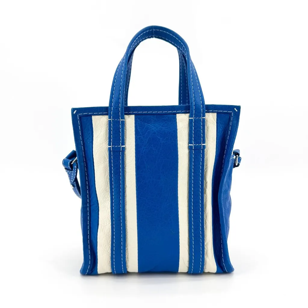 Balenciaga Bazar Shopper XXS Blue White Blue Leather Good - Inside View