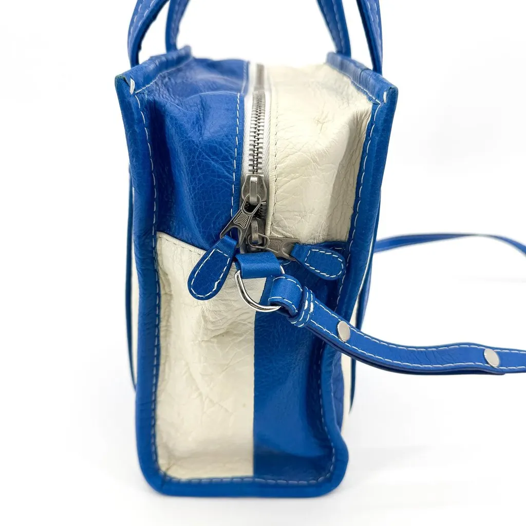 Balenciaga Bazar Shopper XXS Blue White Blue Leather Good - Model View