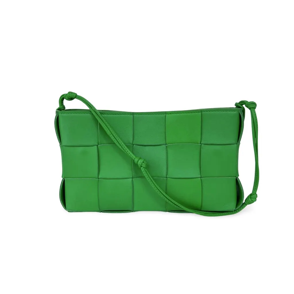 Bottega Veneta Small Cassette Shoulder Bag Parakeet Green Leather Good - Front View