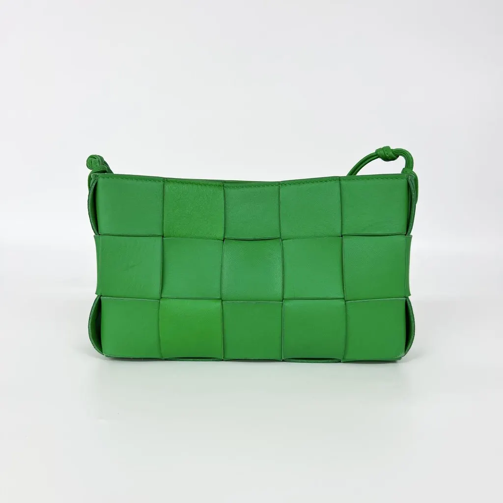 Bottega Veneta Small Cassette Shoulder Bag Parakeet Green Leather Good - Back View