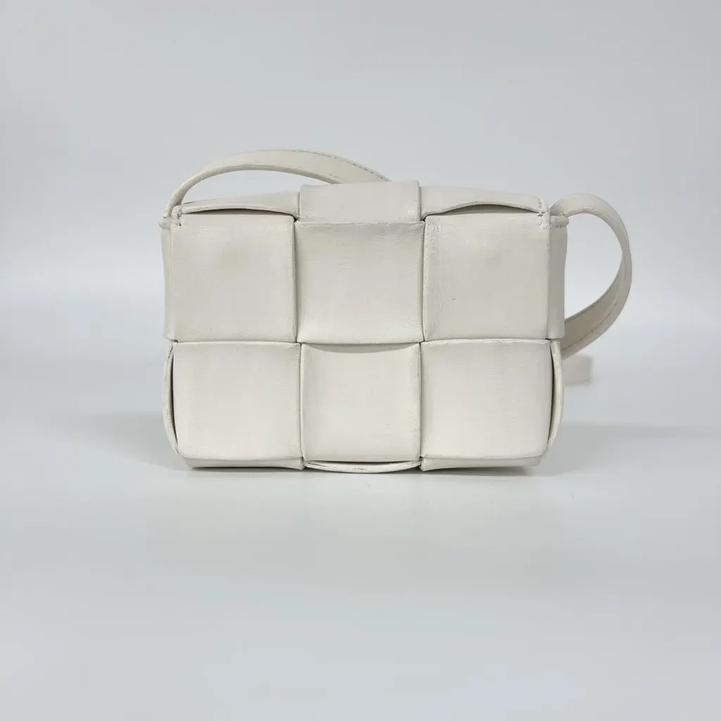 Bottega Veneta Candy Mini White Cassette Bag White Leather Good - Back View