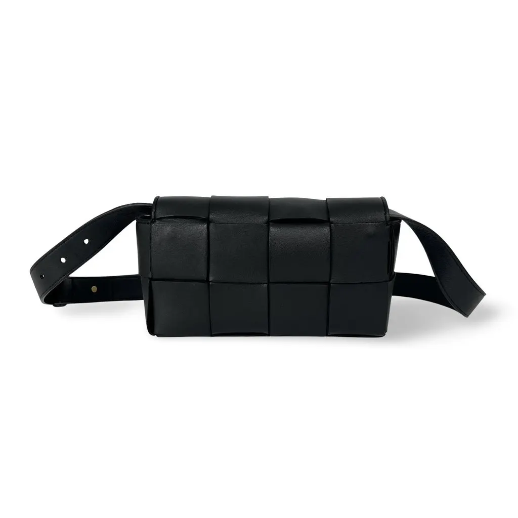 Bottega Veneta Cassette Belt Bag Black Black Good - Front View