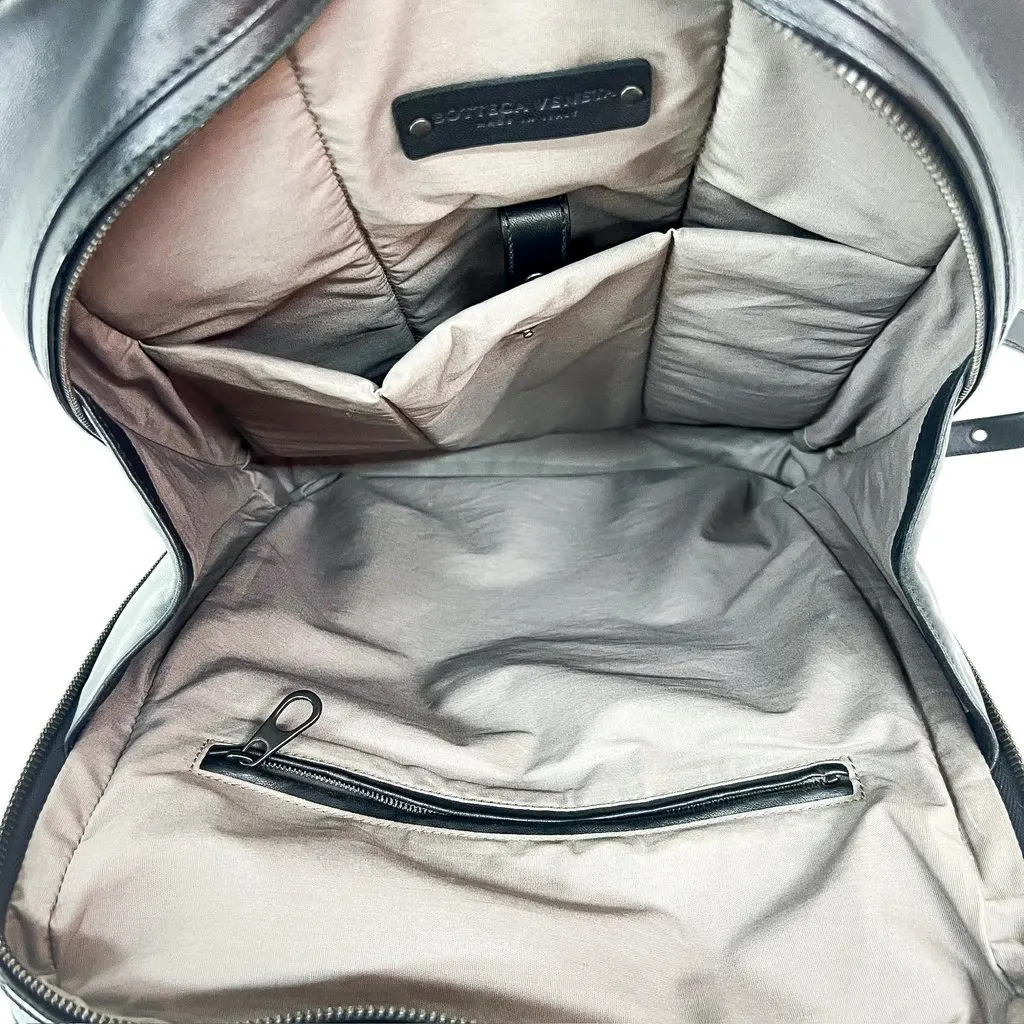 Bottega Veneta Intrecciato Leather Backpack Black Black Leather Good - Box View