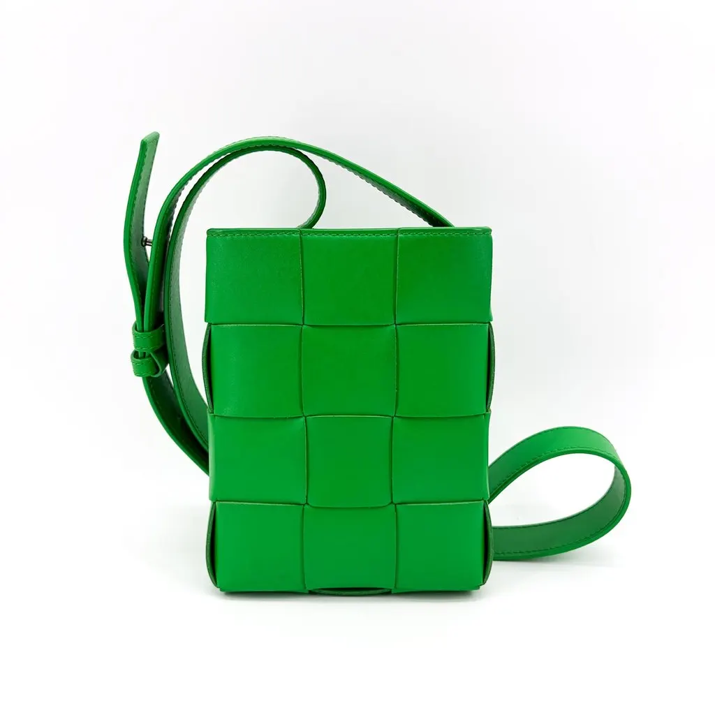 Bottega Veneta Mini Cassette Vertical Crossbody Bag Parquet Green Leather Very good - Inside View