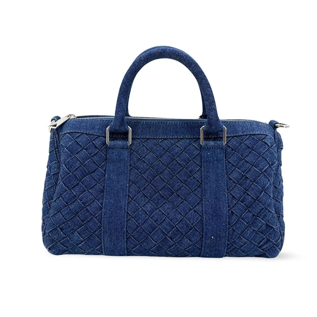 Bottega Veneta Medium Intrecciato Denim Bauletto Bag Blue Blue Denim Very good - Front View