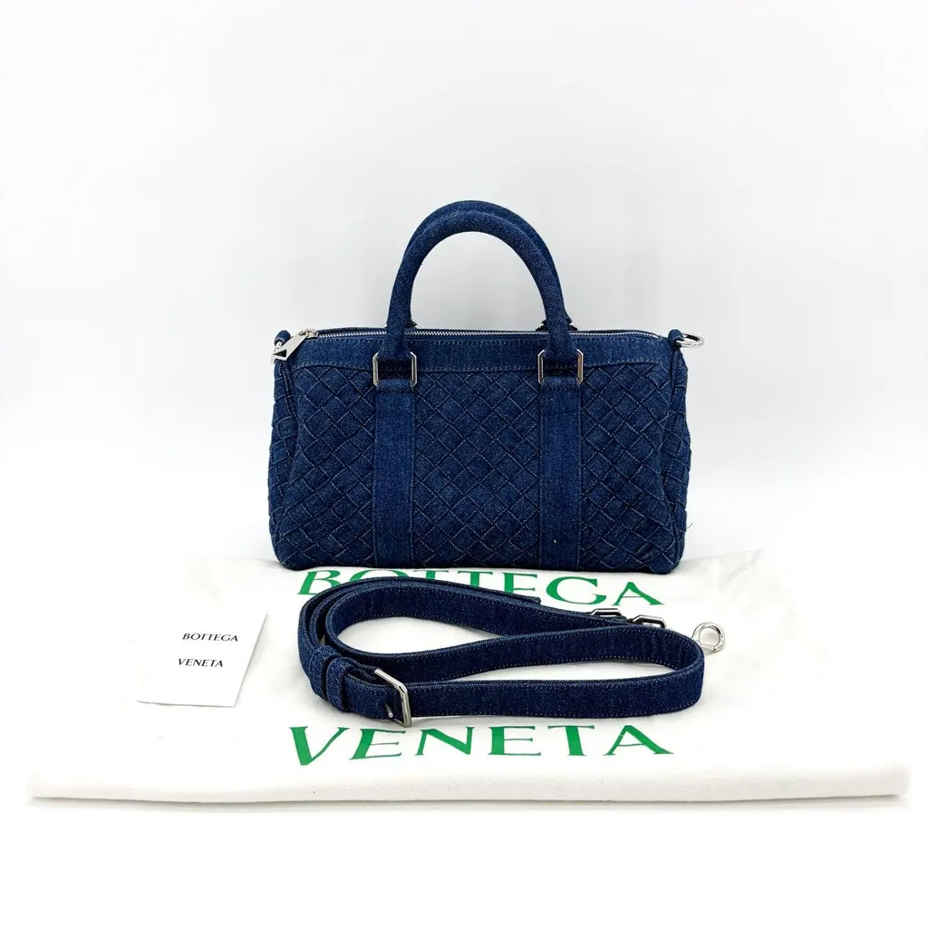 Bottega Veneta Medium Intrecciato Denim Bauletto Bag Blue Blue Denim Very good - Back View