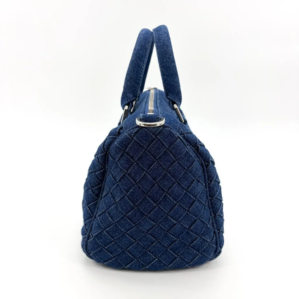 Bottega Veneta Medium Intrecciato Denim Bauletto Bag Blue Blue Denim Very good - Model View