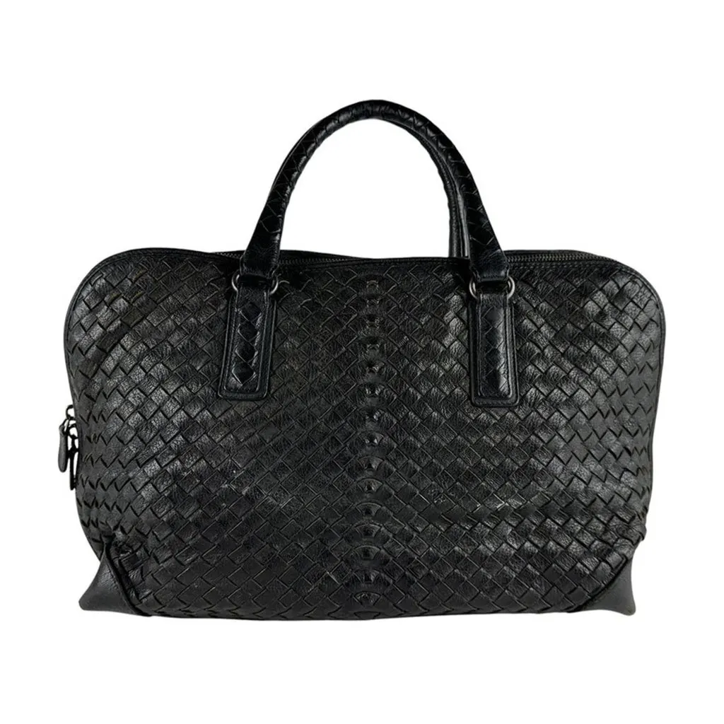 Bottega Veneta shoulder bag/handbag, Intrecciato leather, black, for men and women, free shipping, z10341 Black Good - Front View